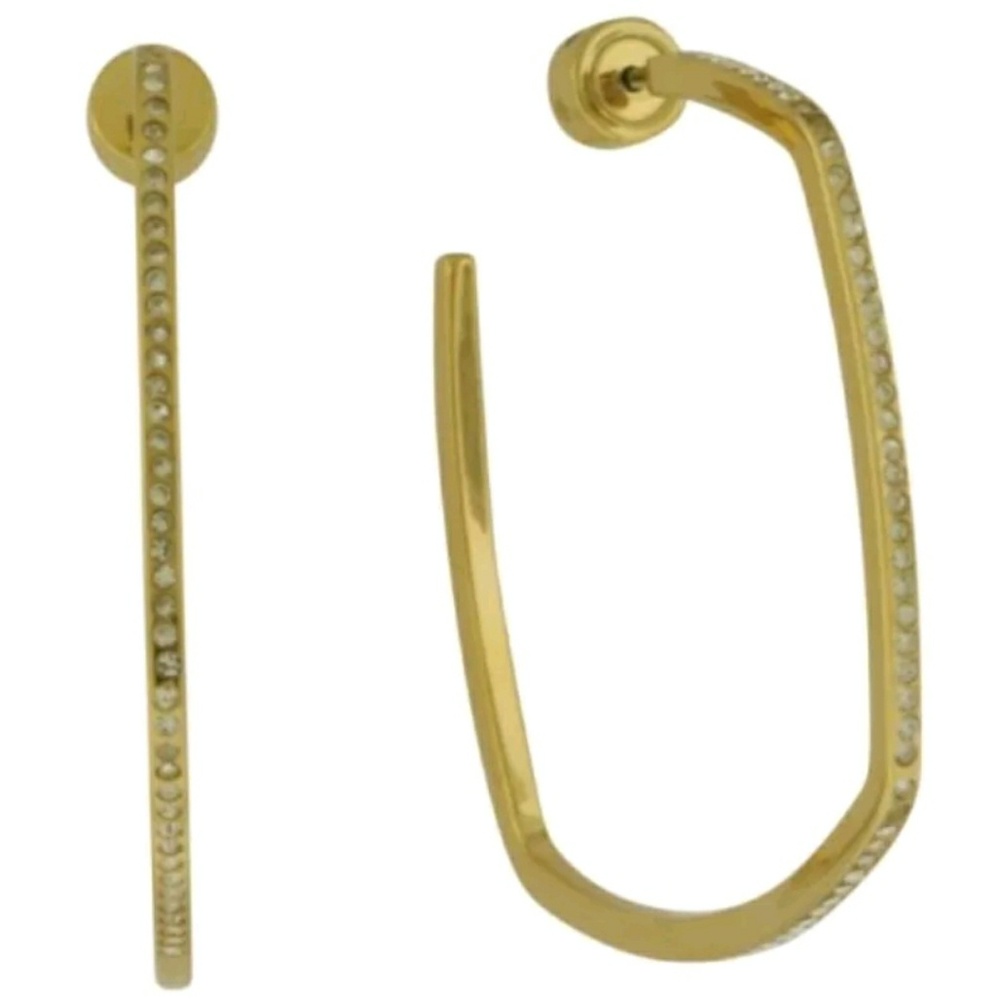 MICHAEL KORS Gold Tone Crystal Hoop Earrings